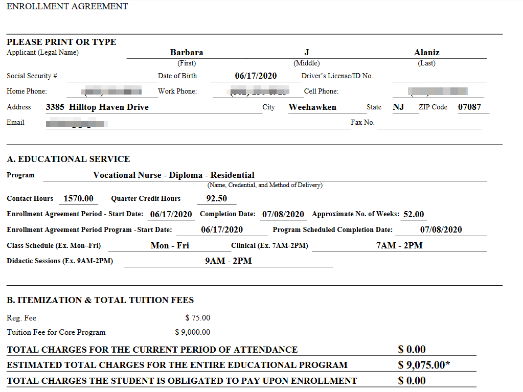 Student Enrollment Agreement